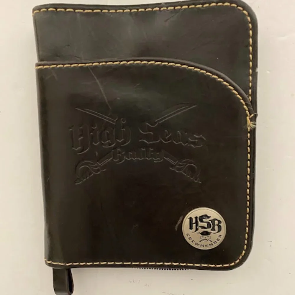 High Seas Rally Black Leather Bifold Trifold Wallet Organizer Passport Holder